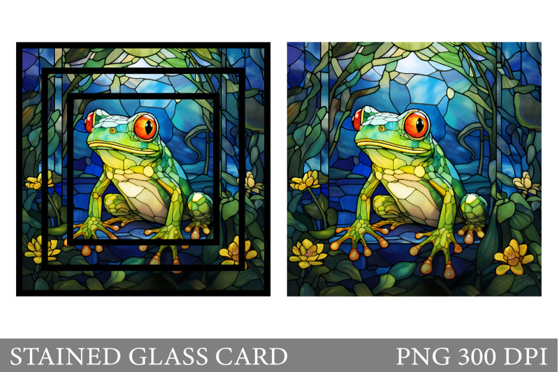 stained-glass-frog-card-frog-stained-glass-card-design