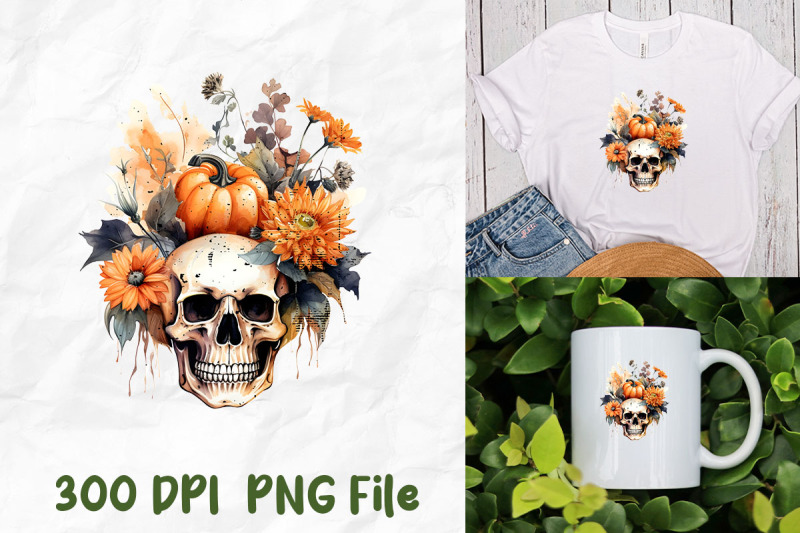 halloween-skull-pumpkin-flowers-autumn