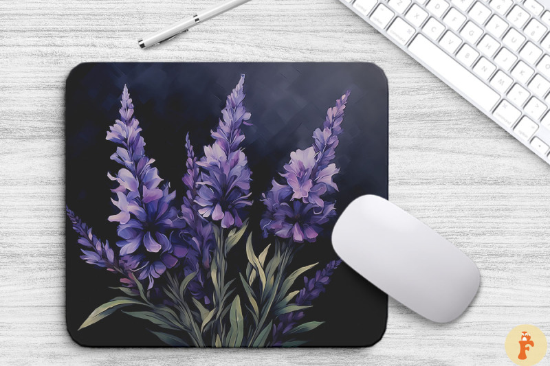 purple-lavender-flowers-art-mouse-pad