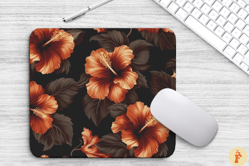 tropical-brown-hibiscus-floral-mouse-pad