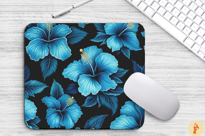 tropical-cyan-hibiscus-flowers-mouse-pad