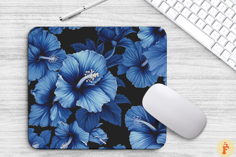 tropical-indigo-hibiscus-mouse-pad