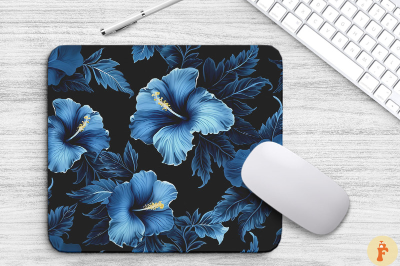 tropical-indigo-hibiscus-mouse-pad