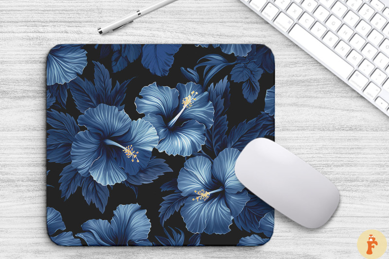 tropical-indigo-hibiscus-mouse-pad