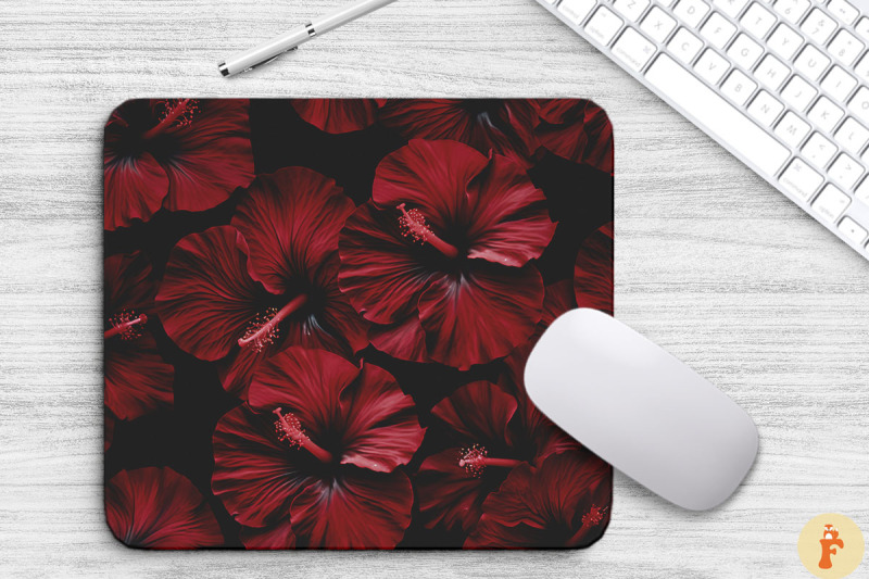 tropical-maroon-hibiscus-mouse-pad