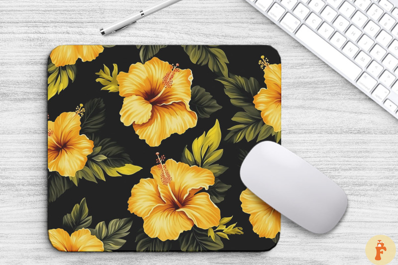 tropical-yellow-hibiscus-mouse-pad