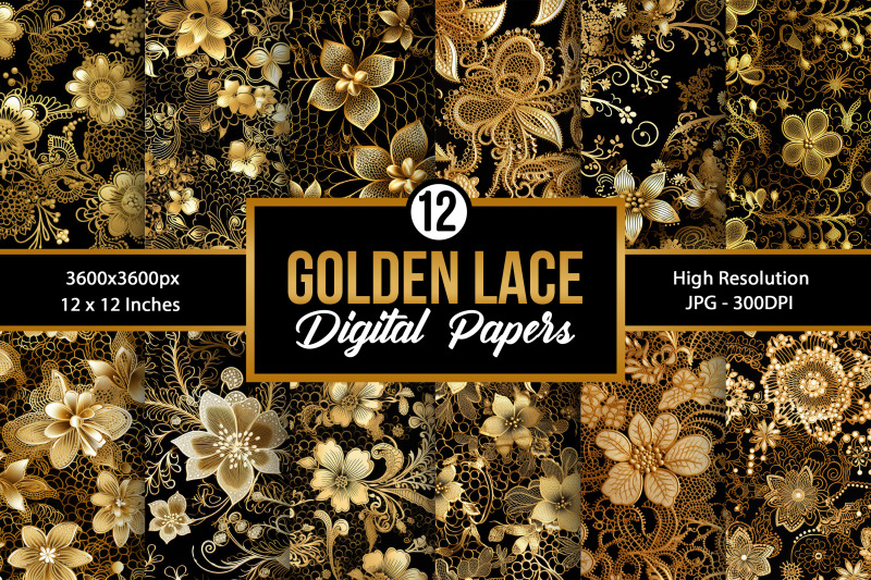 black-golden-lace-pattern-digital-papers