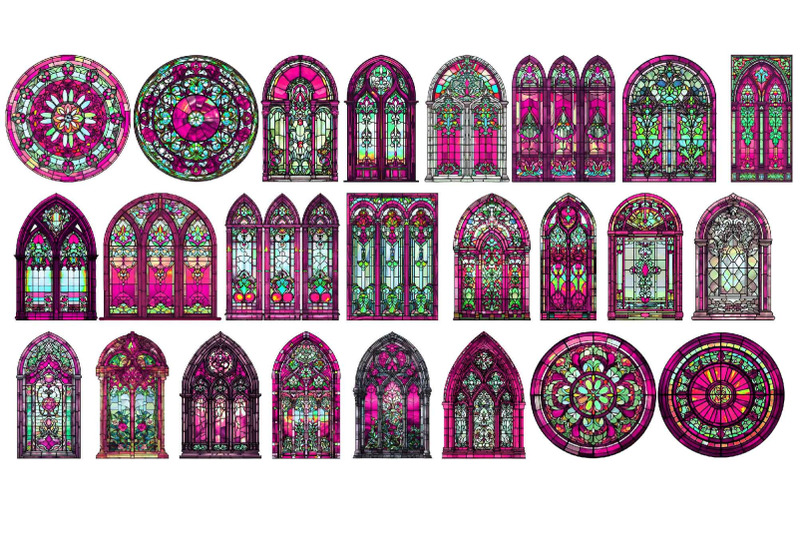 pink-stained-glass-windows-clipart-halloween-clip-art