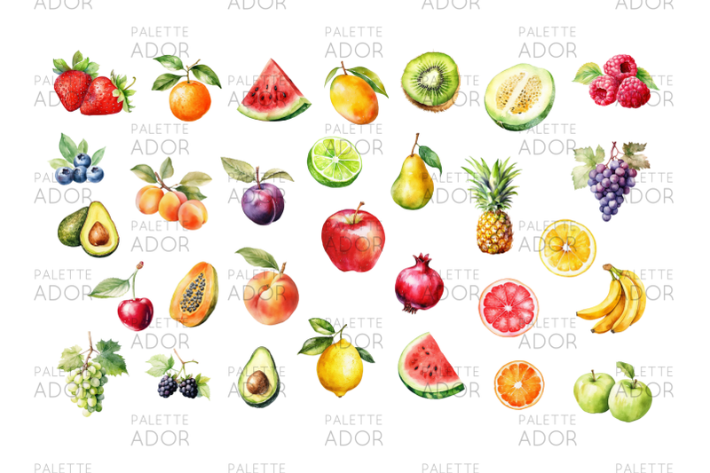 watercolor-fruits