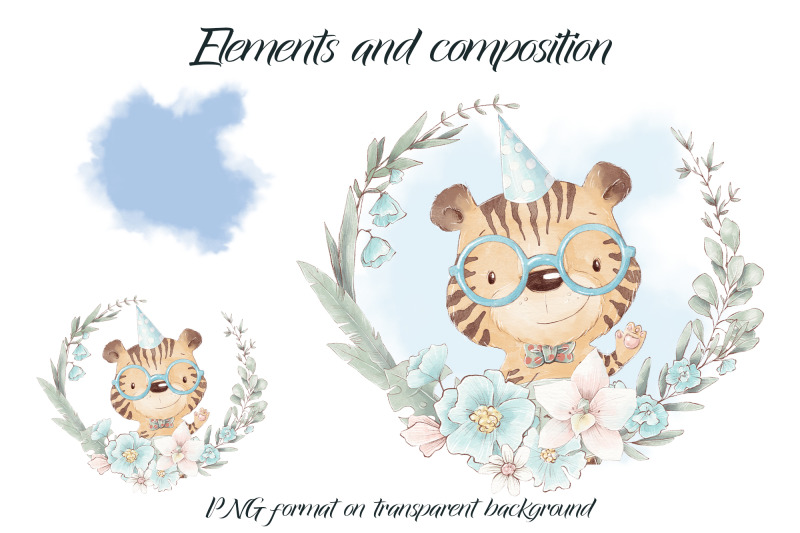 cute-tiger-in-a-wreath-design-for-printing