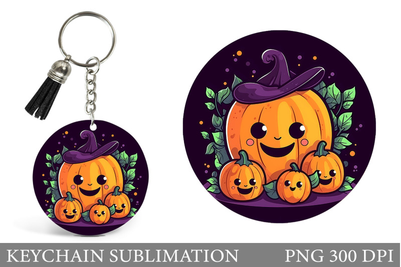 cute-pumpkins-keychain-design-cute-halloween-round-keychain