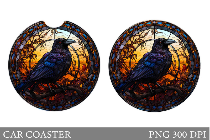 stained-glass-raven-car-coaster-raven-car-coaster-design