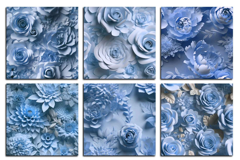 baby-blue-3d-flowers-digital-paper-floral-seamless-pattern