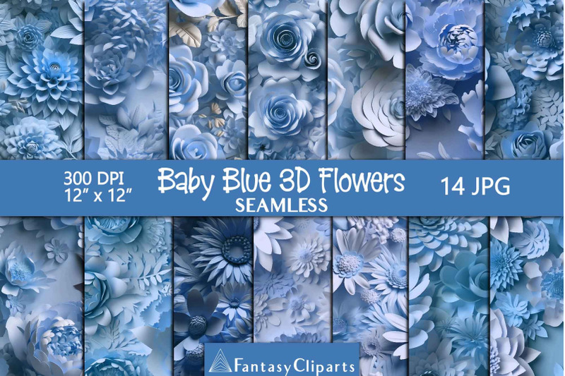 baby-blue-3d-flowers-digital-paper-floral-seamless-pattern