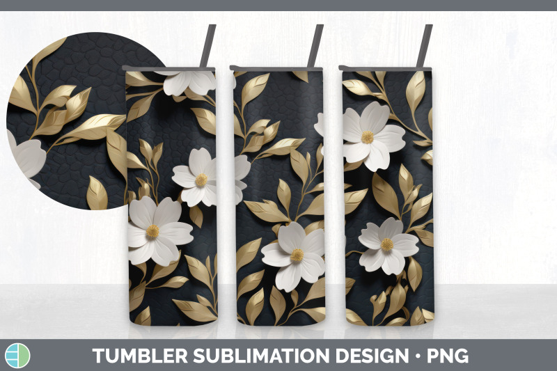 3d-black-and-gold-jasmine-flowers-tumbler-sublimation-20-oz-skinny-t