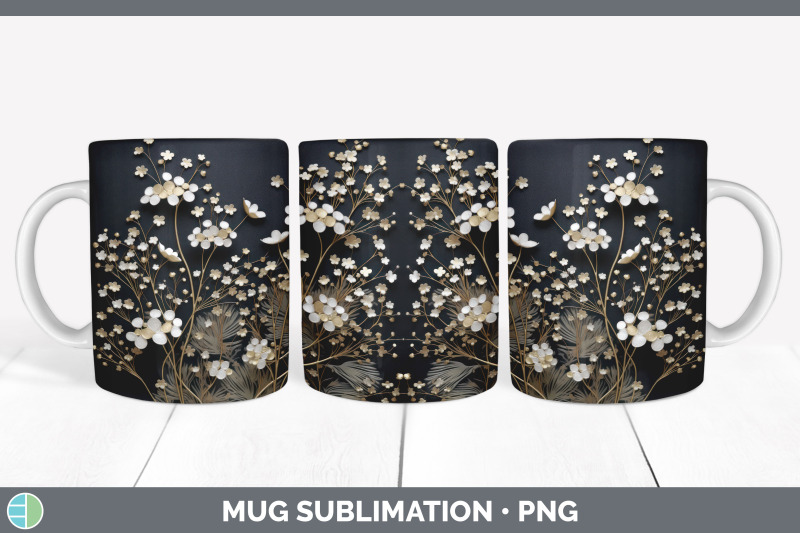 3d-black-and-gold-babys-breath-flowers-mug-wrap-sublimation-coffee-c