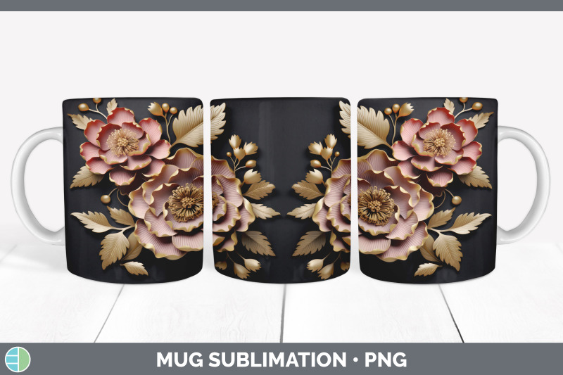3d-black-and-gold-peony-flowers-mug-wrap-sublimation-coffee-cup-desi