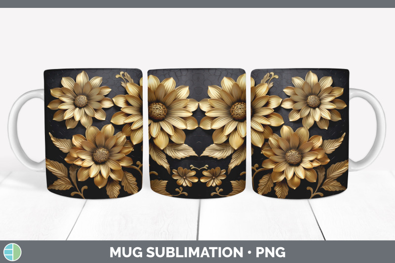3d-black-and-gold-zinnia-flowers-mug-wrap-sublimation-coffee-cup-des