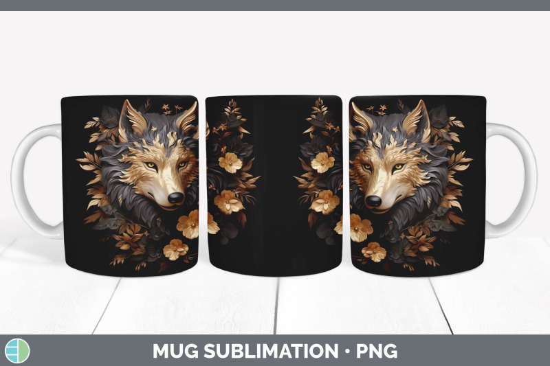 3d-black-and-gold-wolf-mug-wrap-sublimation-coffee-cup-design