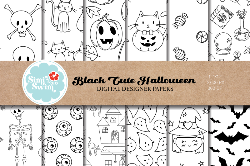 spooky-cute-black-line-halloween-digital-papers-spooky-cute-patterns