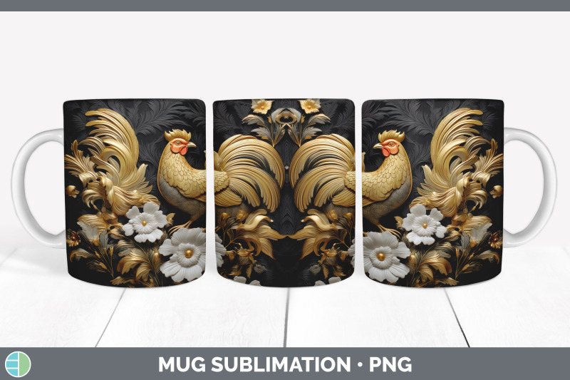 3d-black-and-gold-chicken-mug-wrap-sublimation-coffee-cup-design