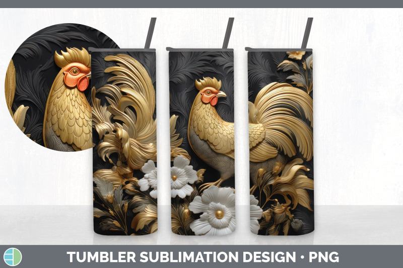 3d-black-and-gold-chicken-tumbler-sublimation-20-oz-skinny-tumbler-d
