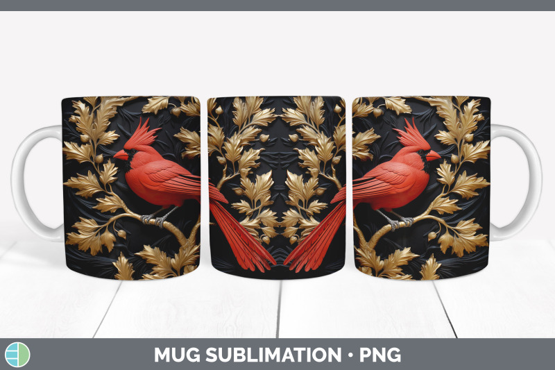 3d-black-and-gold-cardinal-bird-mug-wrap-sublimation-coffee-cup-desi