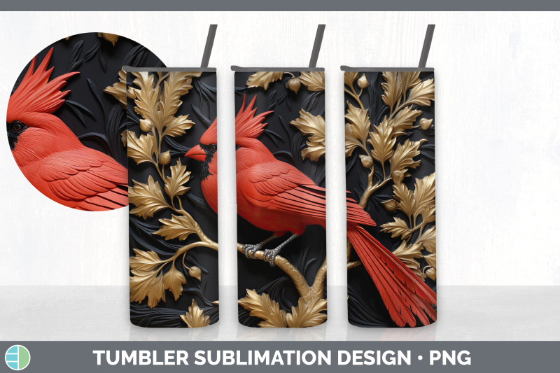 3d-black-and-gold-cardinal-bird-tumbler-sublimation-20-oz-skinny-tum