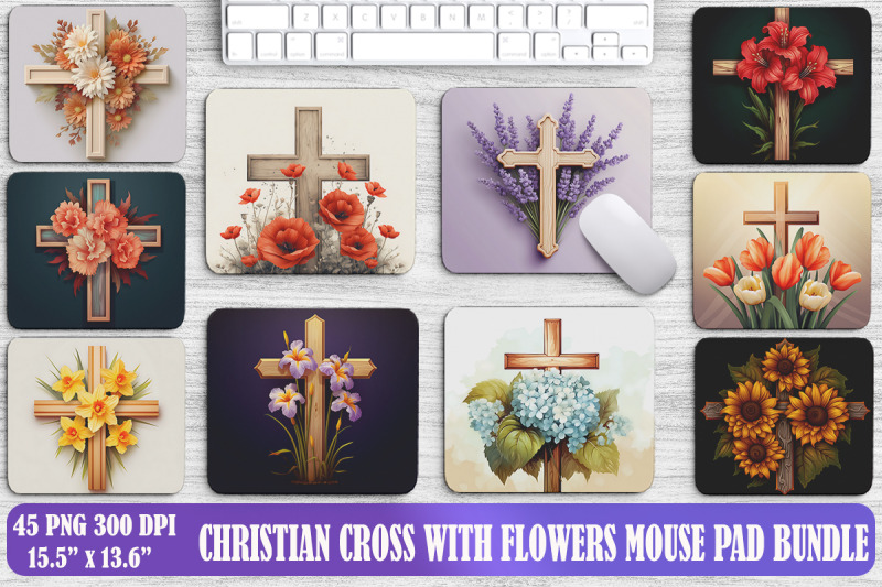 christian-cross-and-flowers-mouse-pad-design