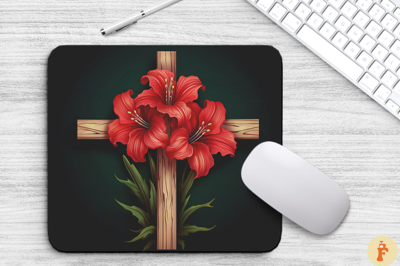 wooden-cross-with-amaryllis-flowers