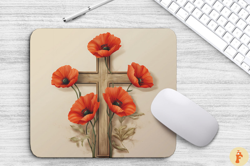 wooden-cross-with-poppy-flowers