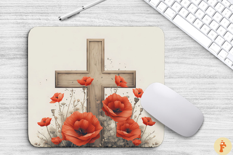 wooden-cross-with-poppy-flowers