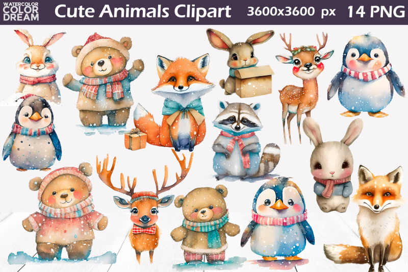 watercolor-winter-animals-clipart-christmas-animals-sublimation