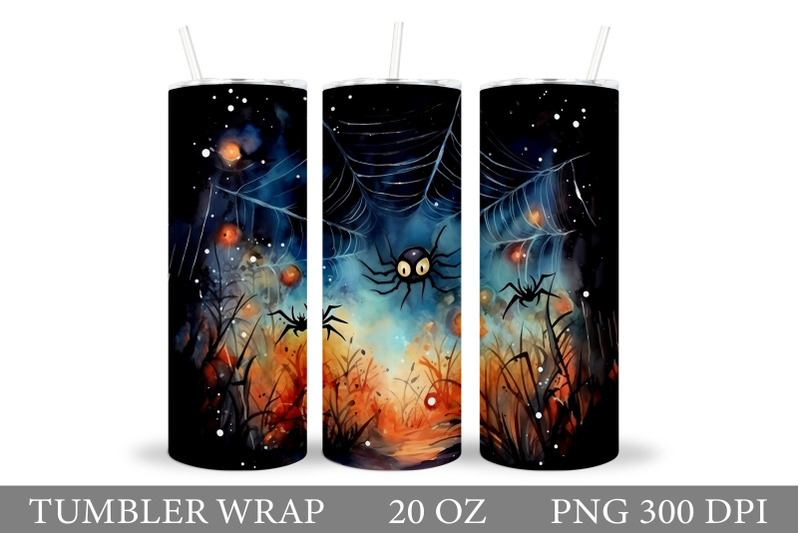 spider-watercolor-tumbler-halloween-spider-tumbler-design