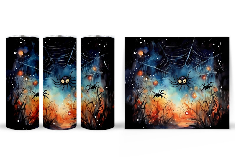 spider-watercolor-tumbler-halloween-spider-tumbler-design