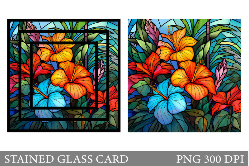 stained-glass-flowers-card-tropical-flowers-card-design