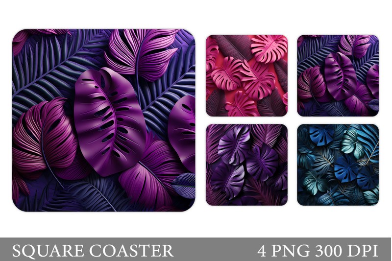 tropical-leaves-square-coaster-palm-leaves-coaster-design