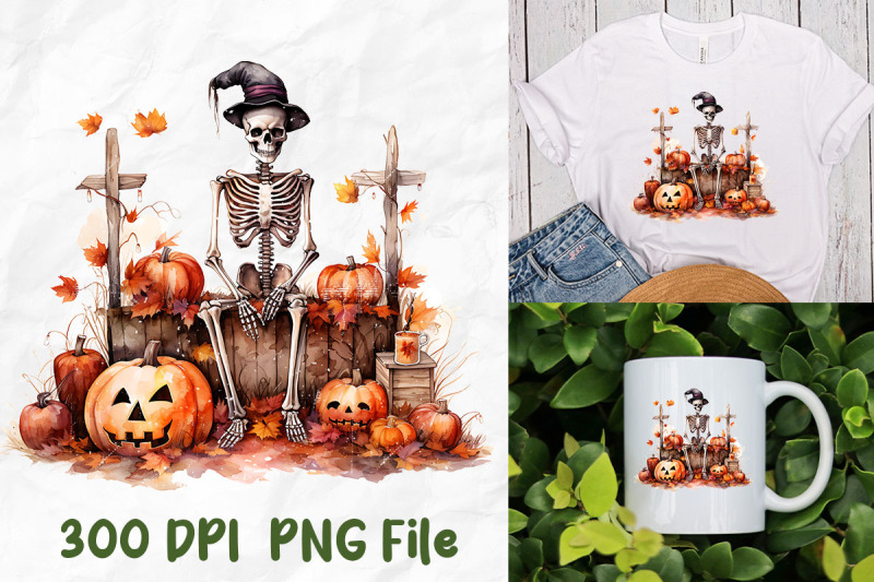 halloween-witch-skeleton-pumpkin-grave