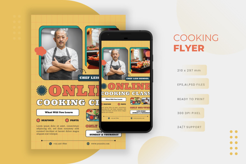 retro-online-cooking-class-flyer