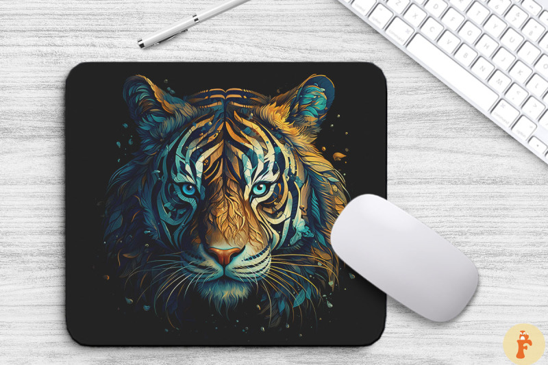 watercolor-tiger-head-art-mouse-pad