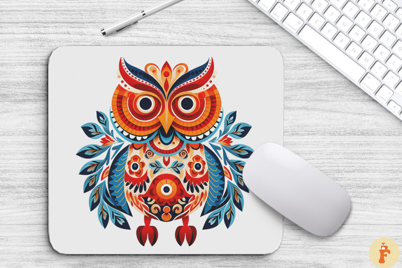 beautiful-folk-art-owl-mouse-pad-design