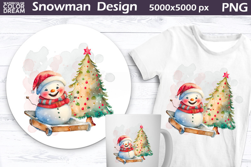 watercolor-snowman-christmas-tree-christmas-sublimation-nbsp