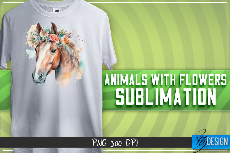 animals-with-flowers-sublimation-happy-design-t-shirt-design