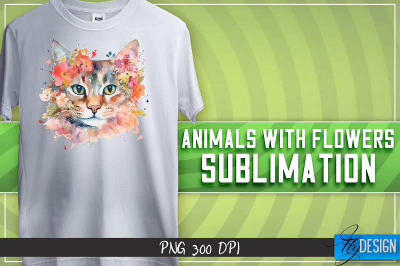 animals-with-flowers-sublimation-happy-design-t-shirt-design