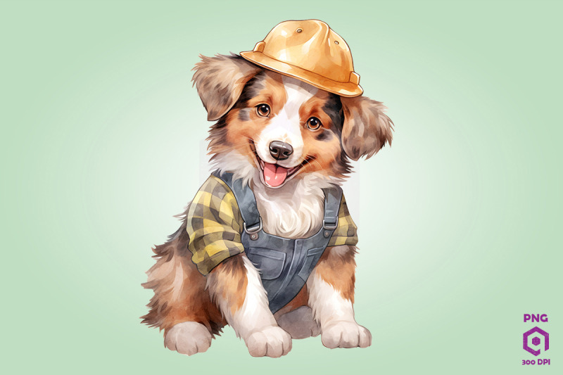 farmer-australian-shepherd-dog-clipart