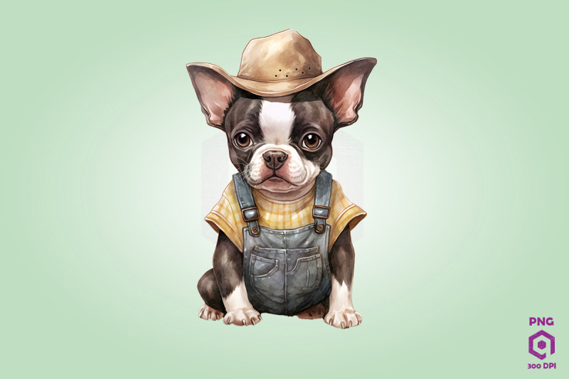 farmer-boston-terrier-dog-clipart