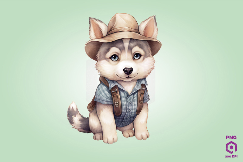 farmer-siberian-husky-dog-clipart