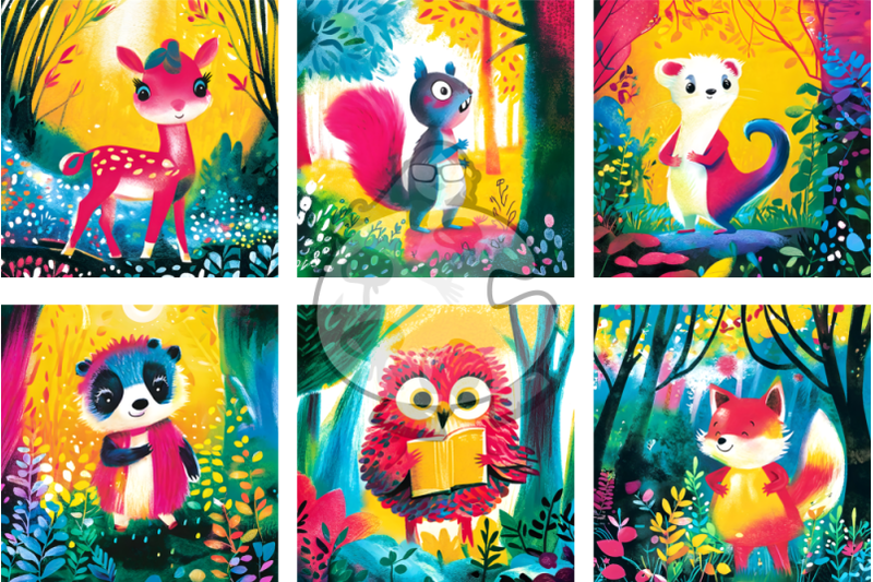 adorable-forest-life-digital-paper-illustrations