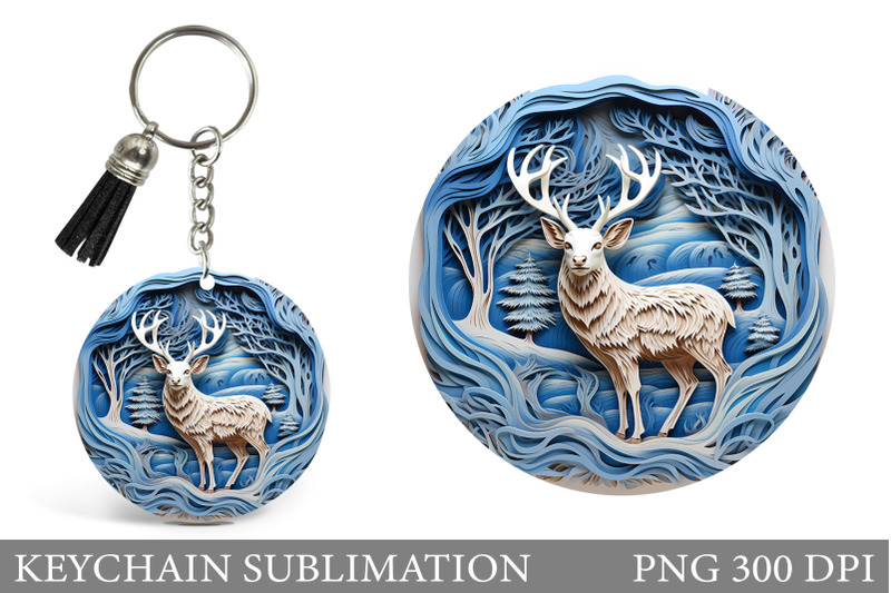 reindeer-keychain-design-winter-deer-round-keychain