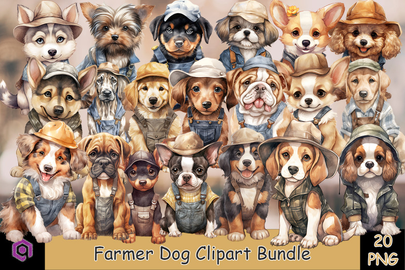 farmer-dog-watercolor-clipart-bundle